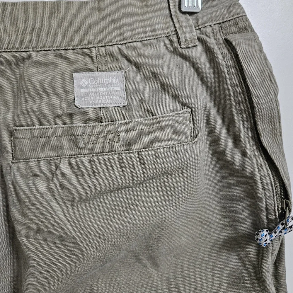 Columbia Pants Mens 34x32 Green Canvas Outdoor Utility Straight Leg GoGorpcore